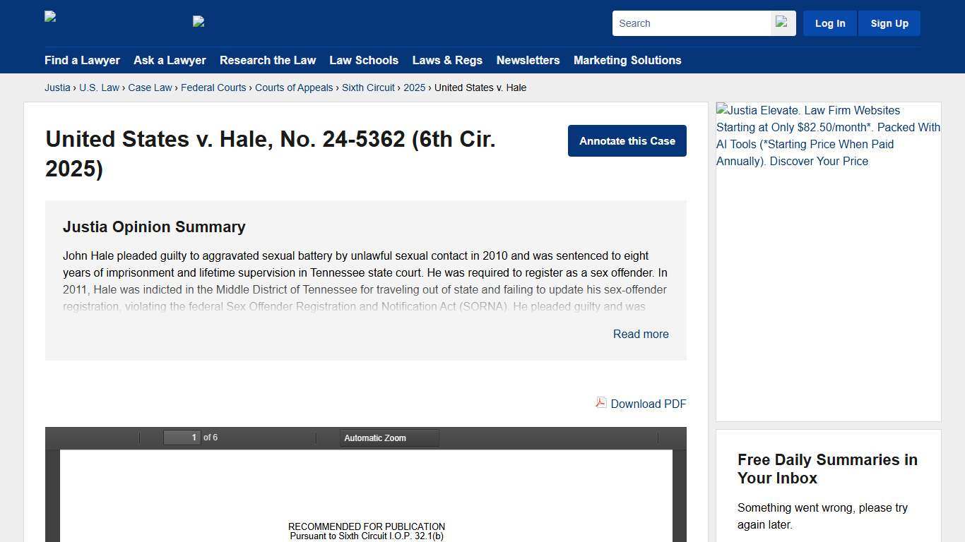 United States v. Hale, No. 24-5362 (6th Cir. 2025) :: Justia